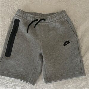 Nike Kids Gray Tech Fleece Shorts with Black Details
